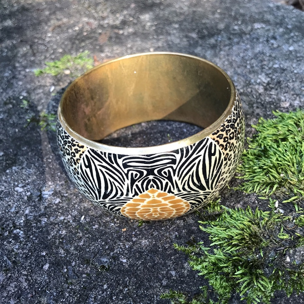❗️LAST CHANCE❗️Vintage Animal Print Brass Bangle Bracelet